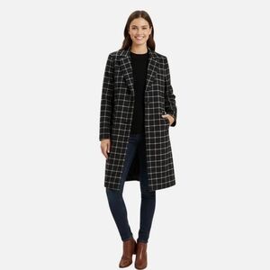 Joie Black and White Grid Trench Coat